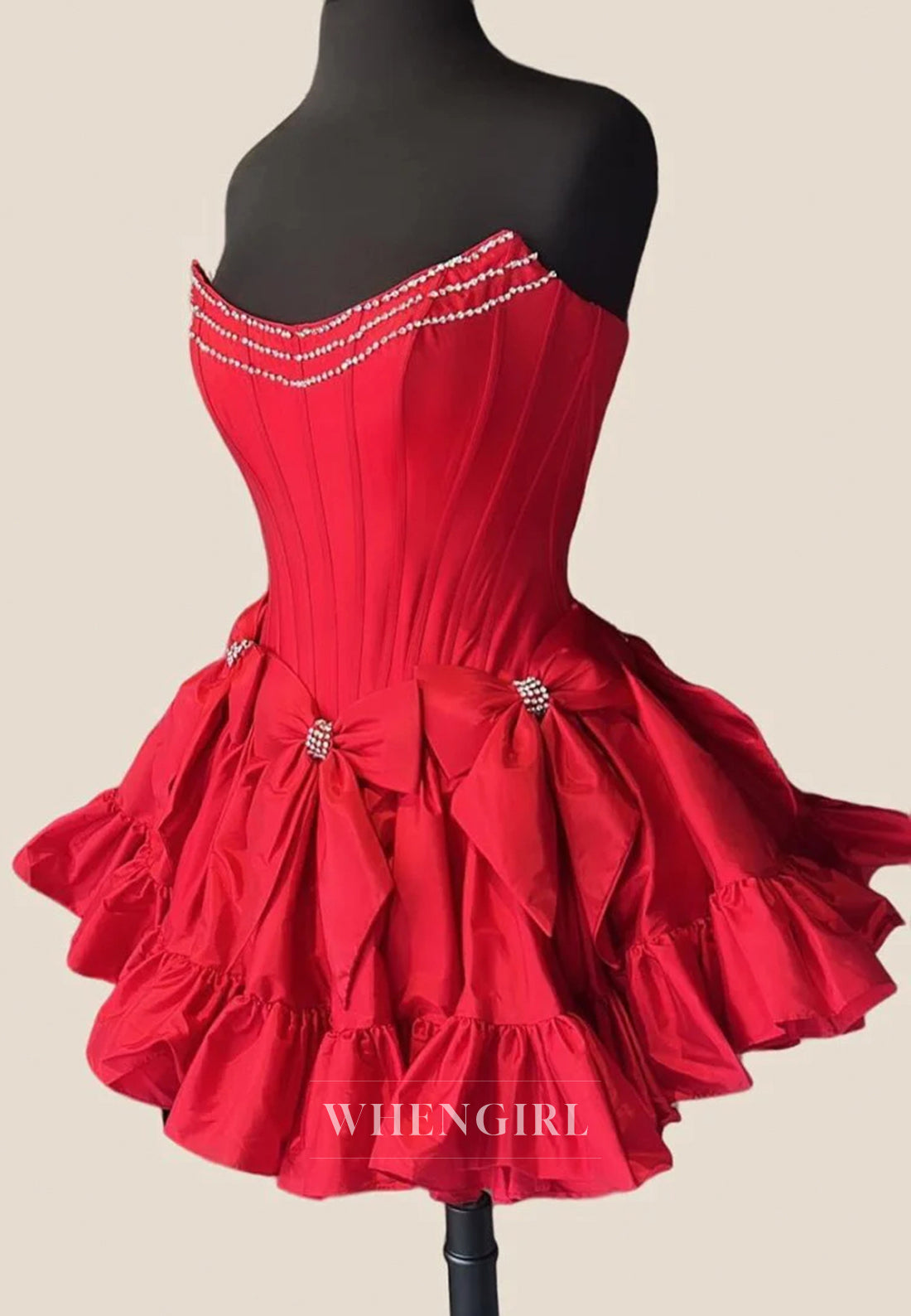 A-Line Sleeveless Beads Strapless Bowknot Homecoming Dress