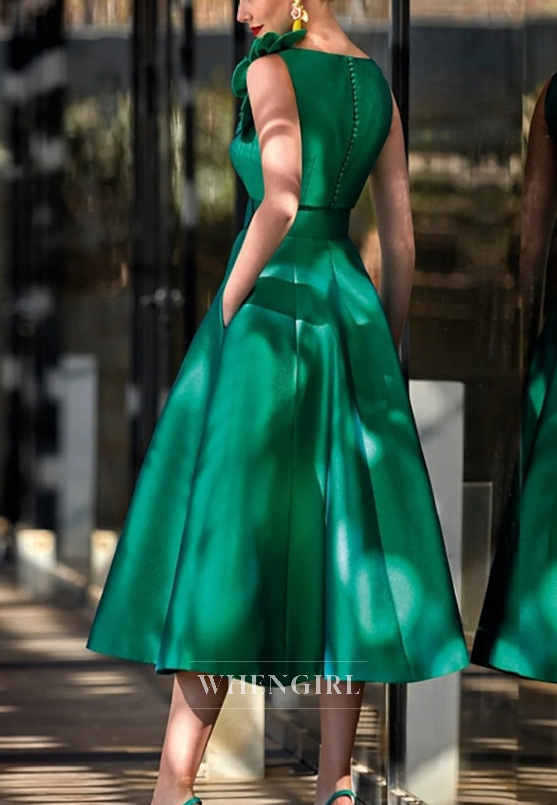 A-Line V Neck Flowers Sleeveless Mother of the Bride Dress