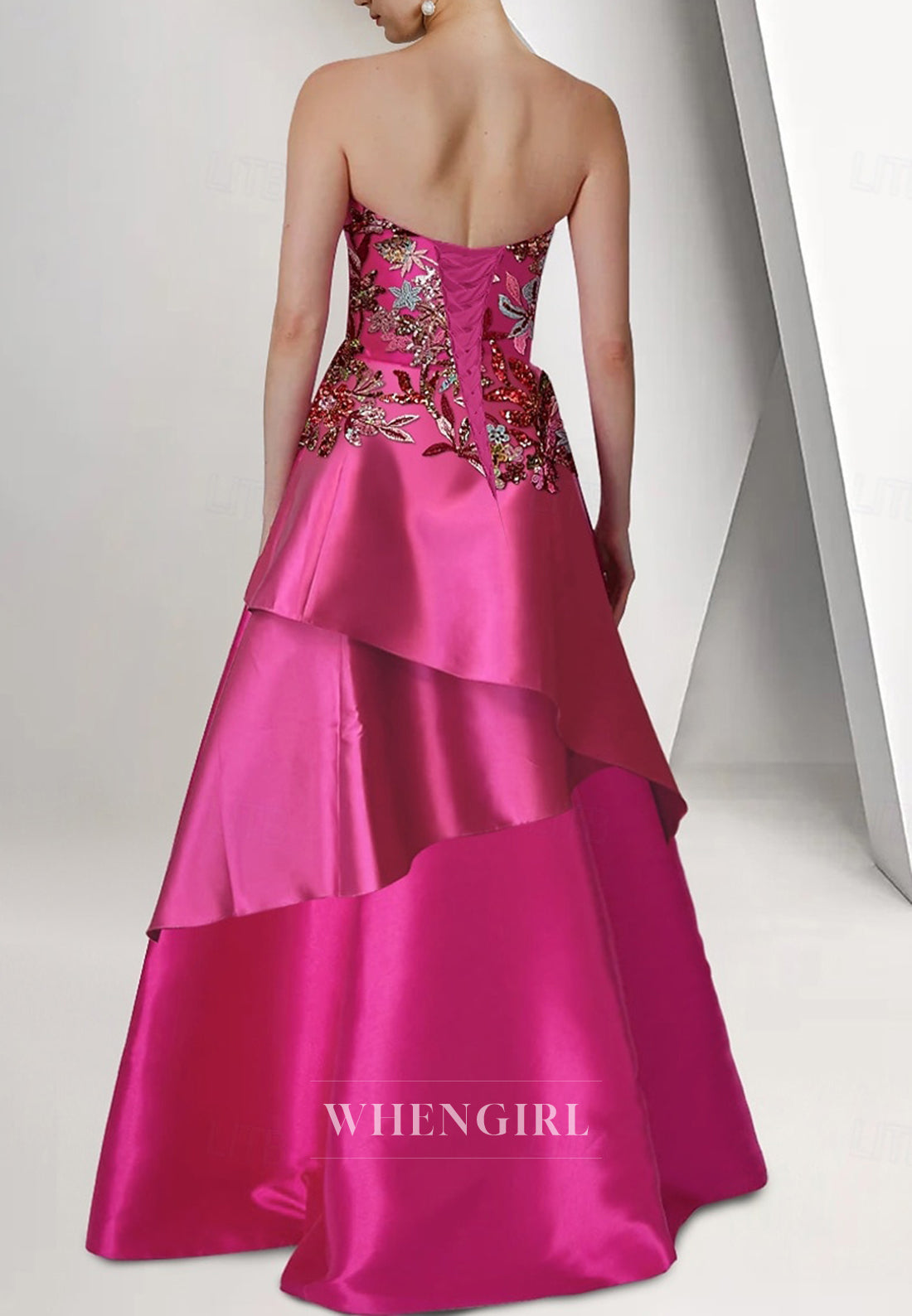 A-Line Tube Top Sleeveless Sequins Embroidery Beaded Mother of the Bride Dress