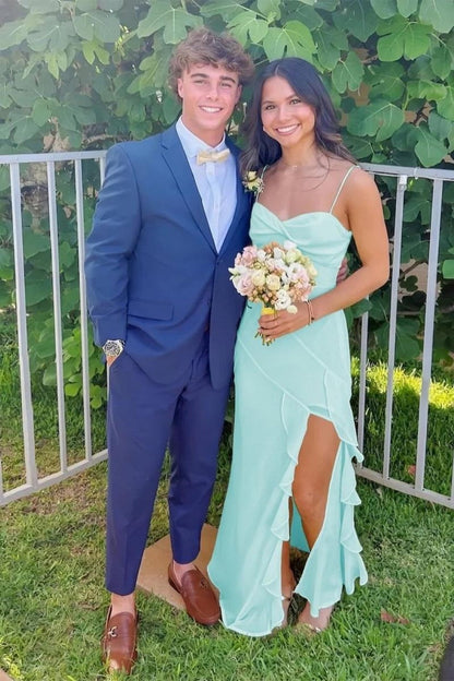 Pretty A Line Spaghetti Straps Yellow Long Prom Dress with Ruffles