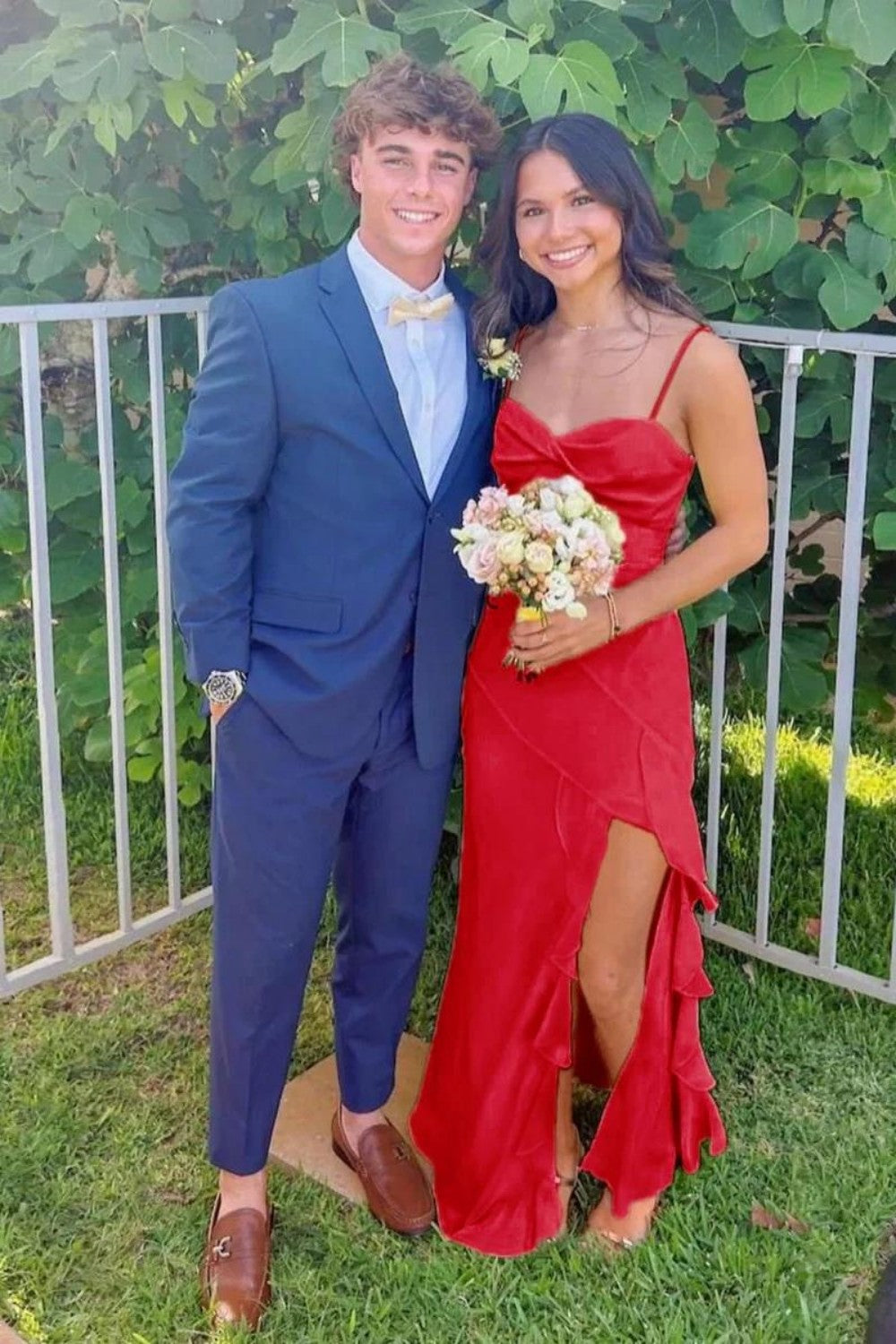 Pretty A Line Spaghetti Straps Yellow Long Prom Dress with Ruffles