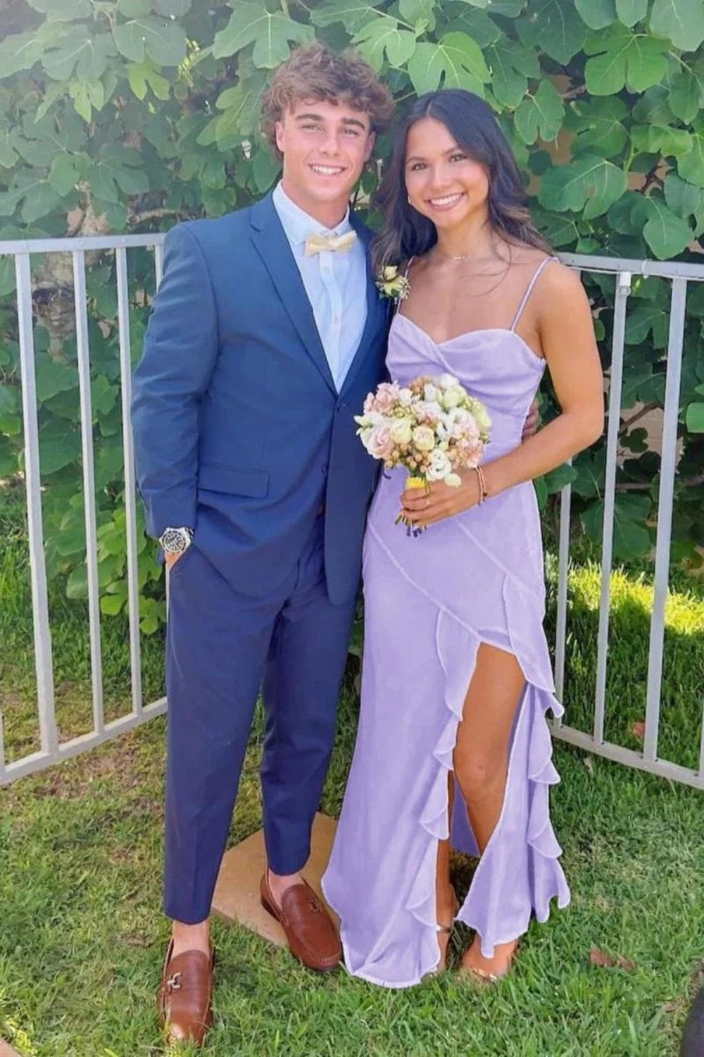 Pretty A Line Spaghetti Straps Yellow Long Prom Dress with Ruffles