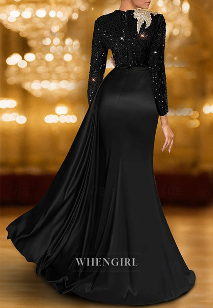 Bateau Neck Sheath Beaded Long Sleeves Back Zipper Mother of the Bride Dress