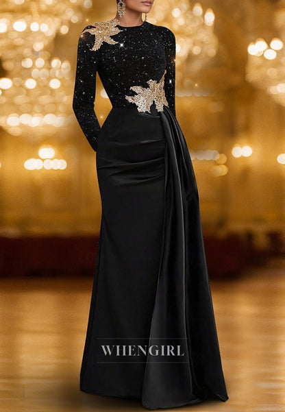 Bateau Neck Sheath Beaded Long Sleeves Back Zipper Mother of the Bride Dress