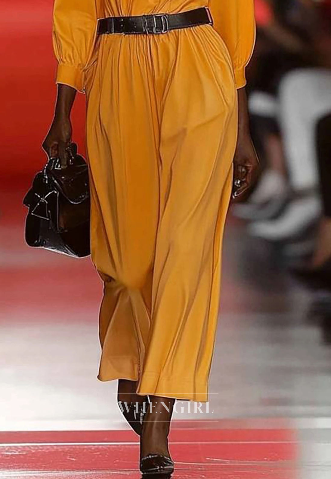 Daily Going Out Jumpsuit Long Sleeves Light Loose Belted Pleats Jumpsuit
