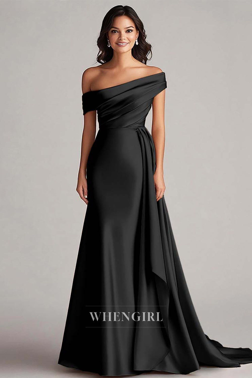 Asymmetrical Sleeveless Fitted Satin Long Gala Dresses with Pleats Formal Dress