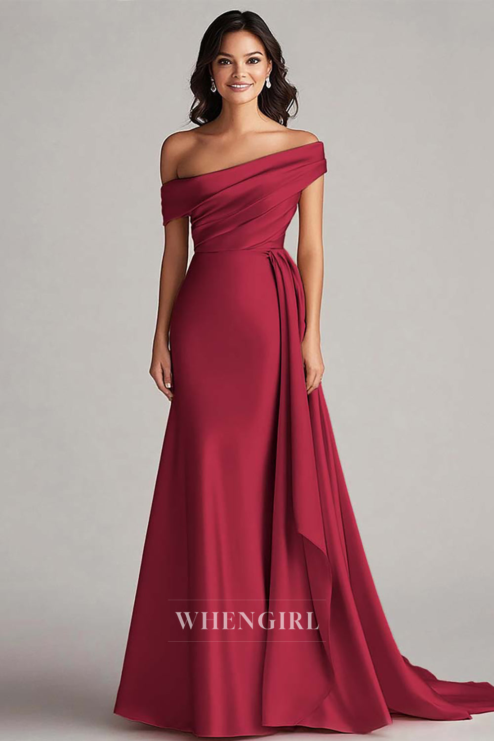 Asymmetrical Sleeveless Fitted Satin Long Gala Dresses with Pleats Formal Dress