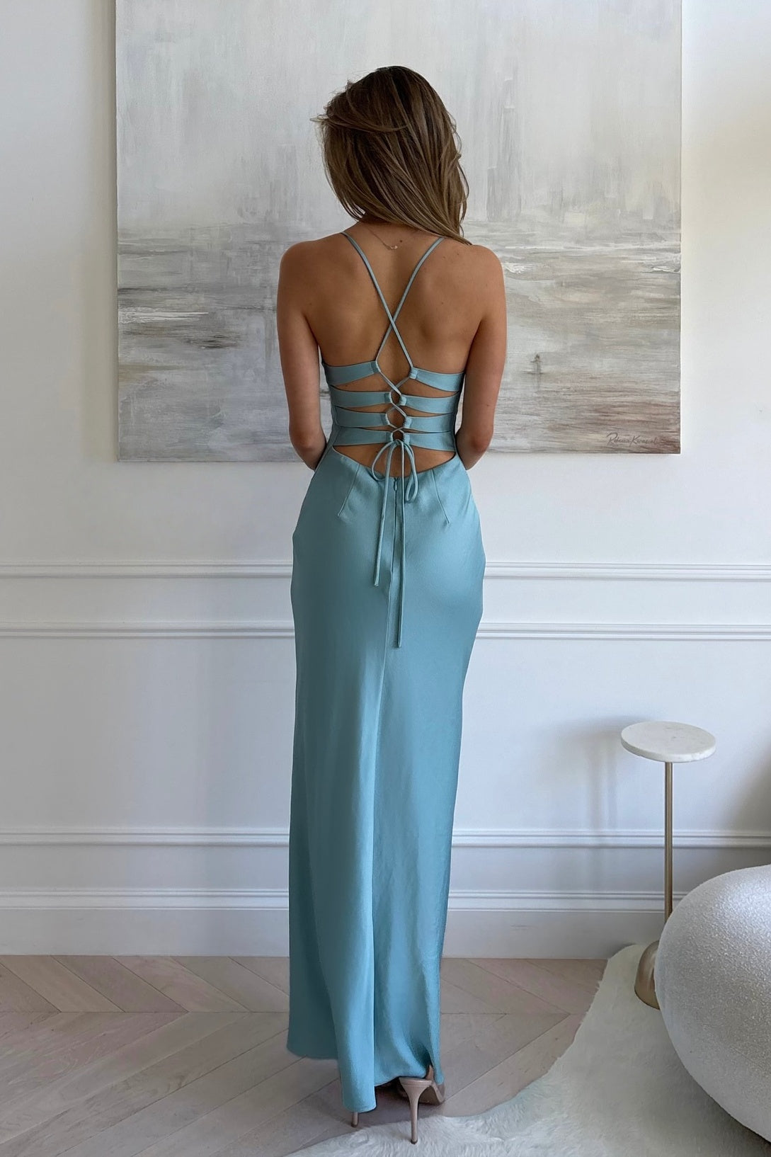 Charming Sheath Spaghetti Straps Pink Long Prom Dress with Criss Cross Back