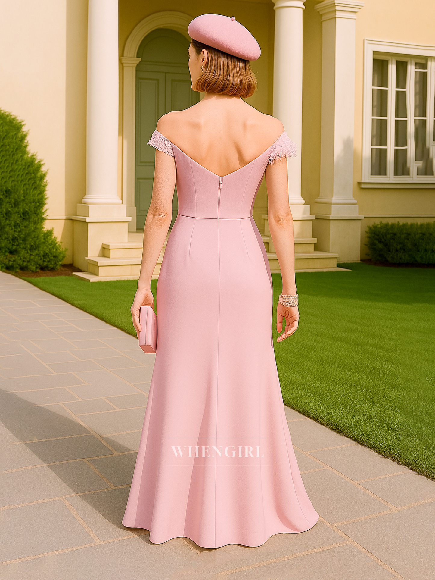 Chic Off Shoulder Appliques Sheath Elegant Long Mother of the Bride Dress
