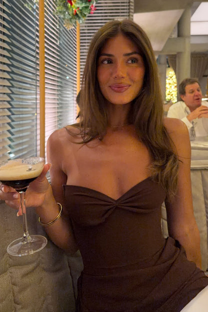 Classic Mermaid Sweetheart Brown Long Prom Dress with Criss Cross Back