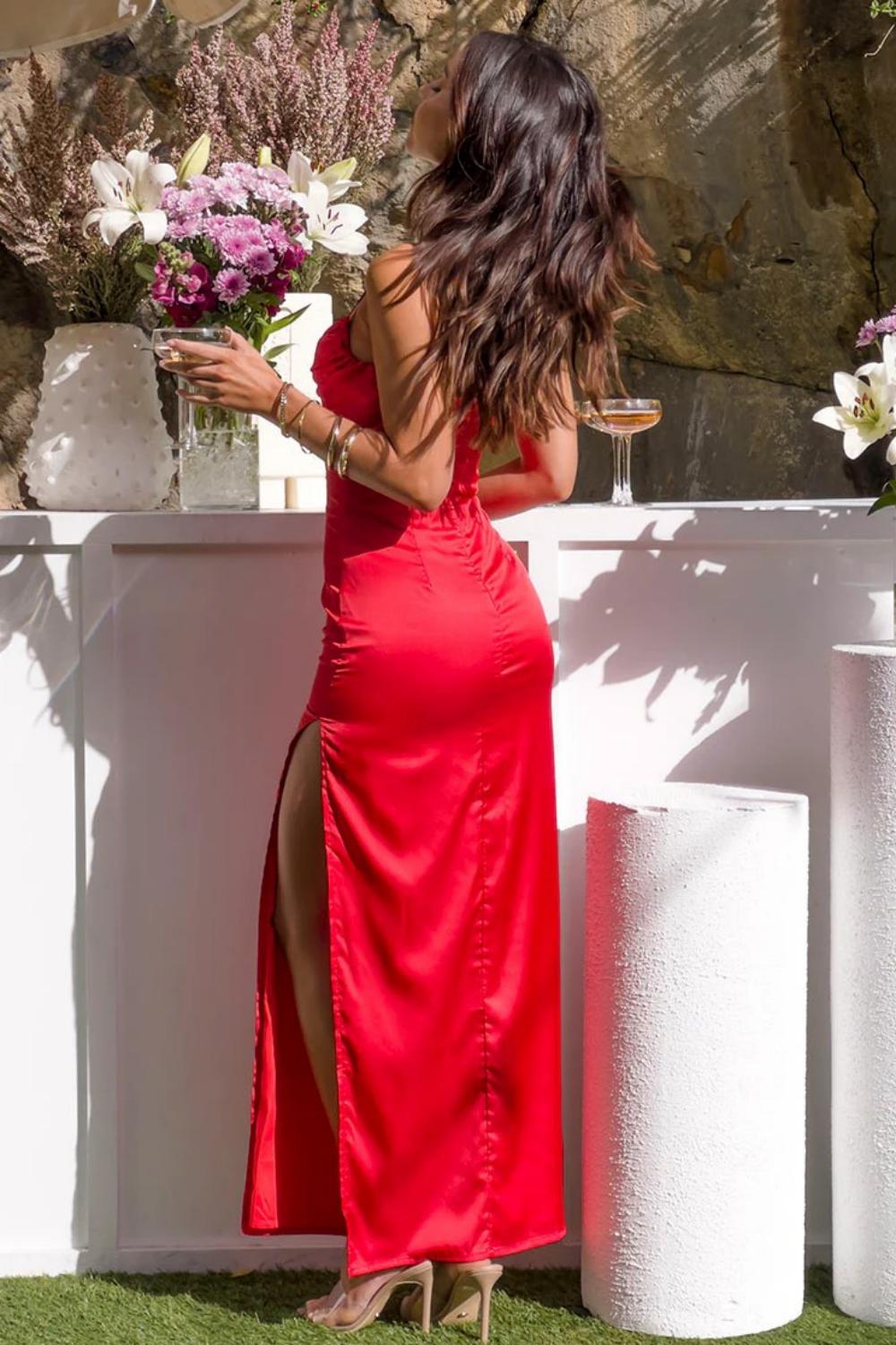 Classic Sheath Spaghetti Straps Long Prom Dress with Split Front