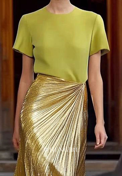 Stunning Scoop Neck Short Sleeves Sheath Wedding Guest Dress Party Gowns