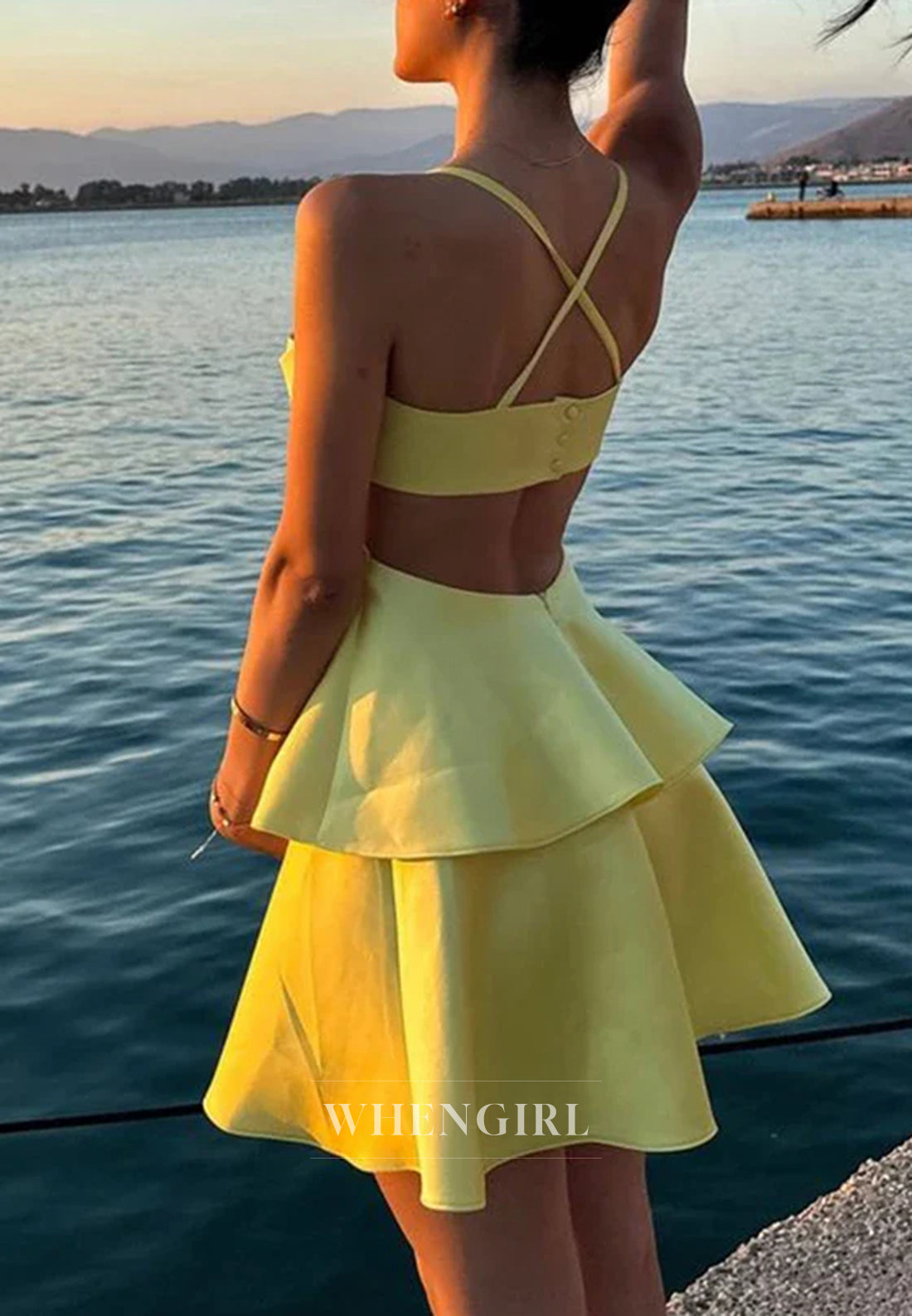 Daffodil Pleated Satin Sleeveless A-Line Homecoming Dress