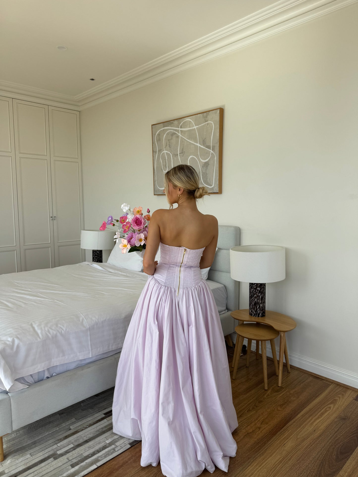 Pink Tube Top Slit Ruched Sleeveless Prom Dress