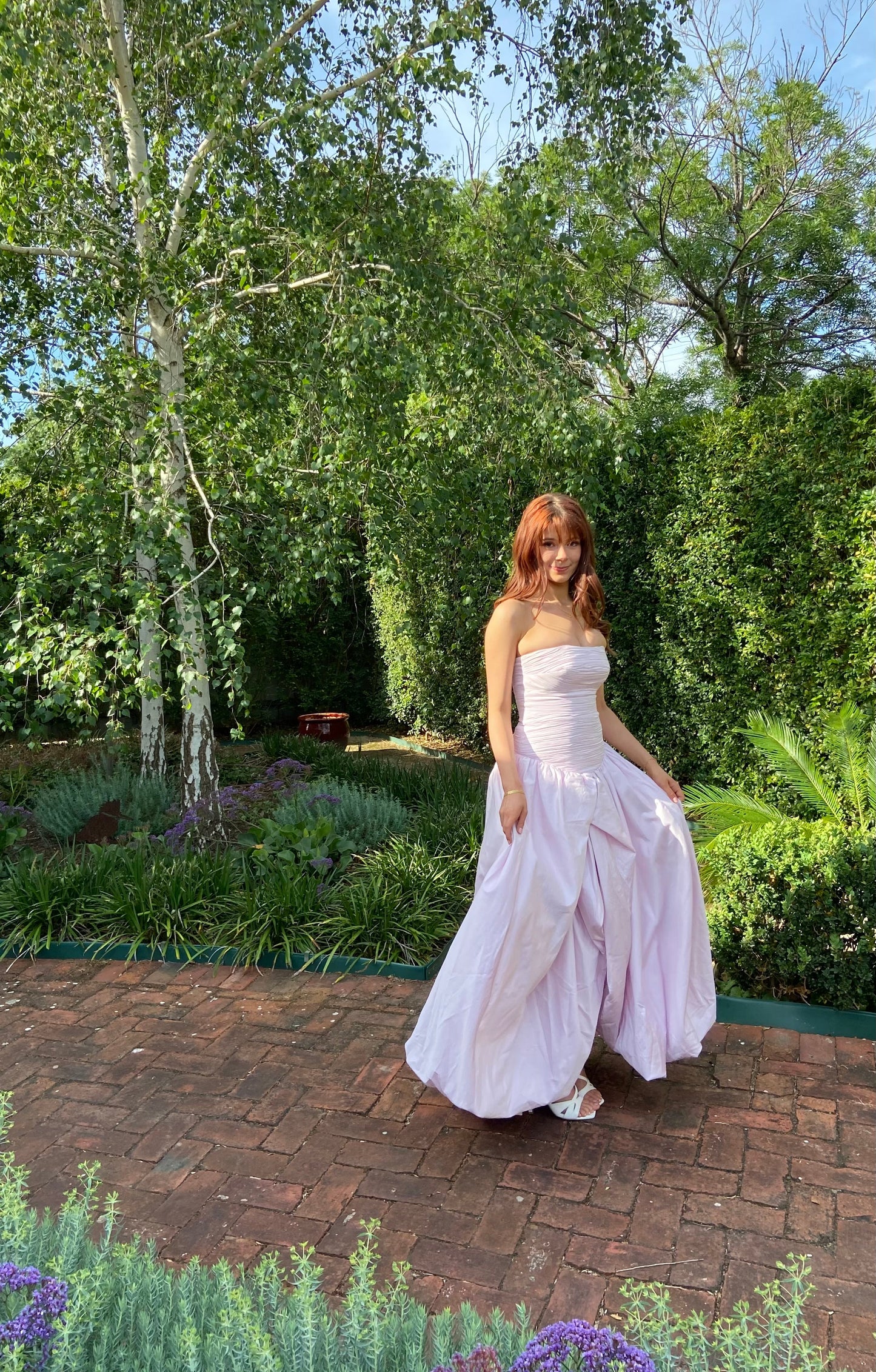 Pink Tube Top Slit Ruched Sleeveless Prom Dress