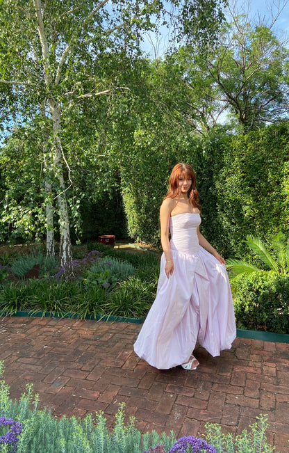 Pink Tube Top Slit Ruched Sleeveless Prom Dress