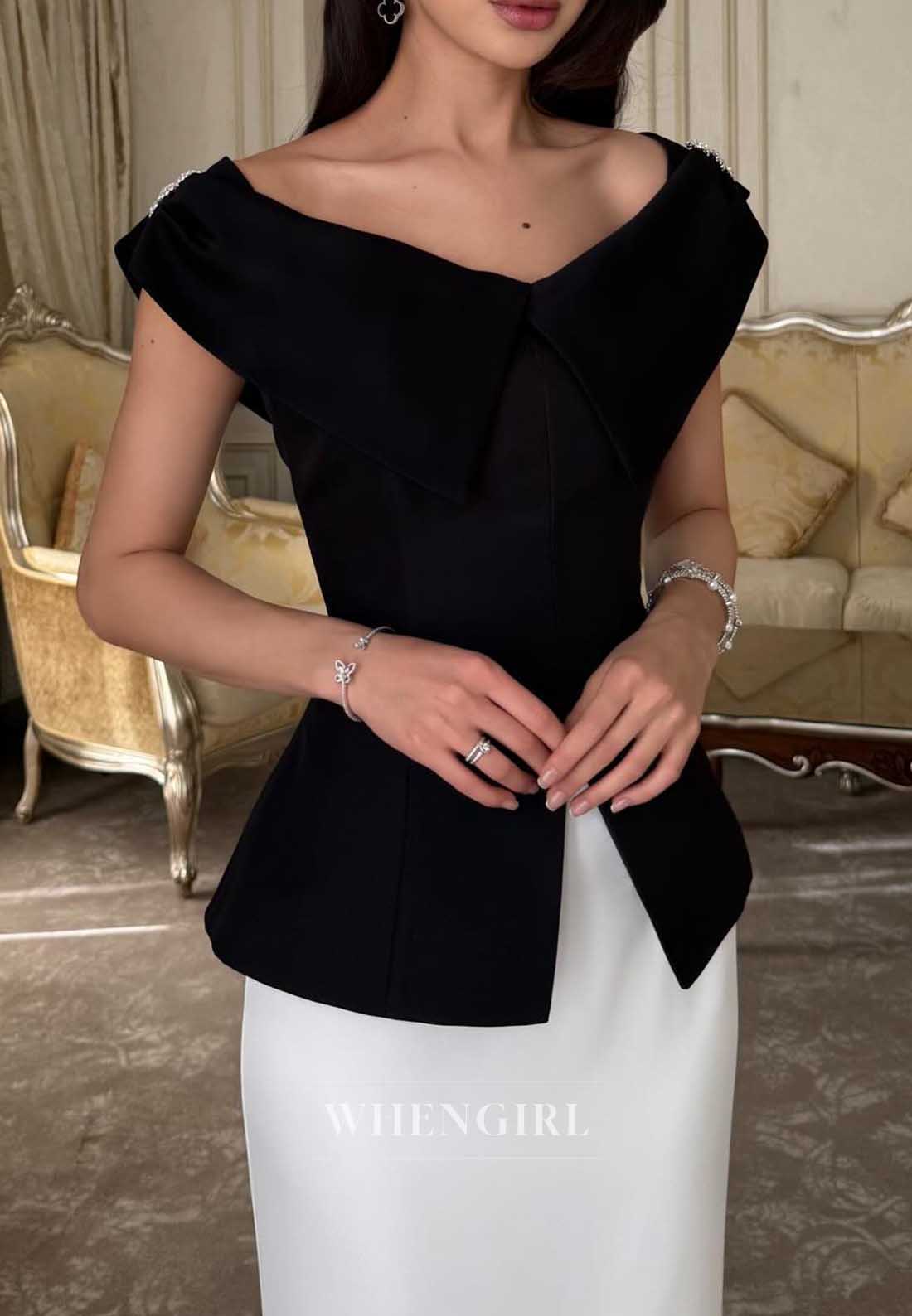 Elegant Off Shoulder Peplum Two Tone Mermaid Cocktail Dress