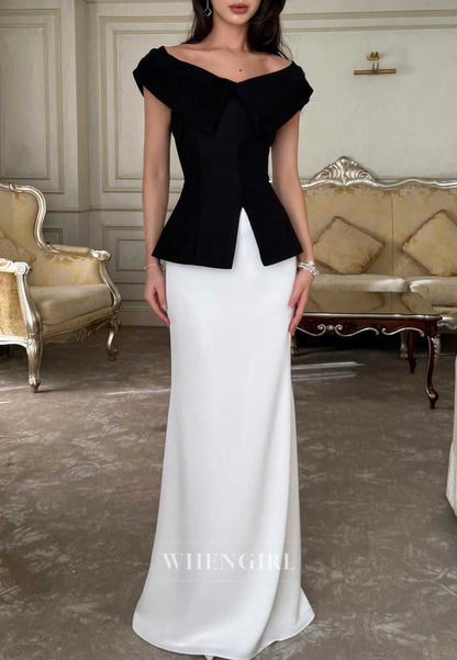 Elegant Off Shoulder Peplum Two Tone Mermaid Cocktail Dress