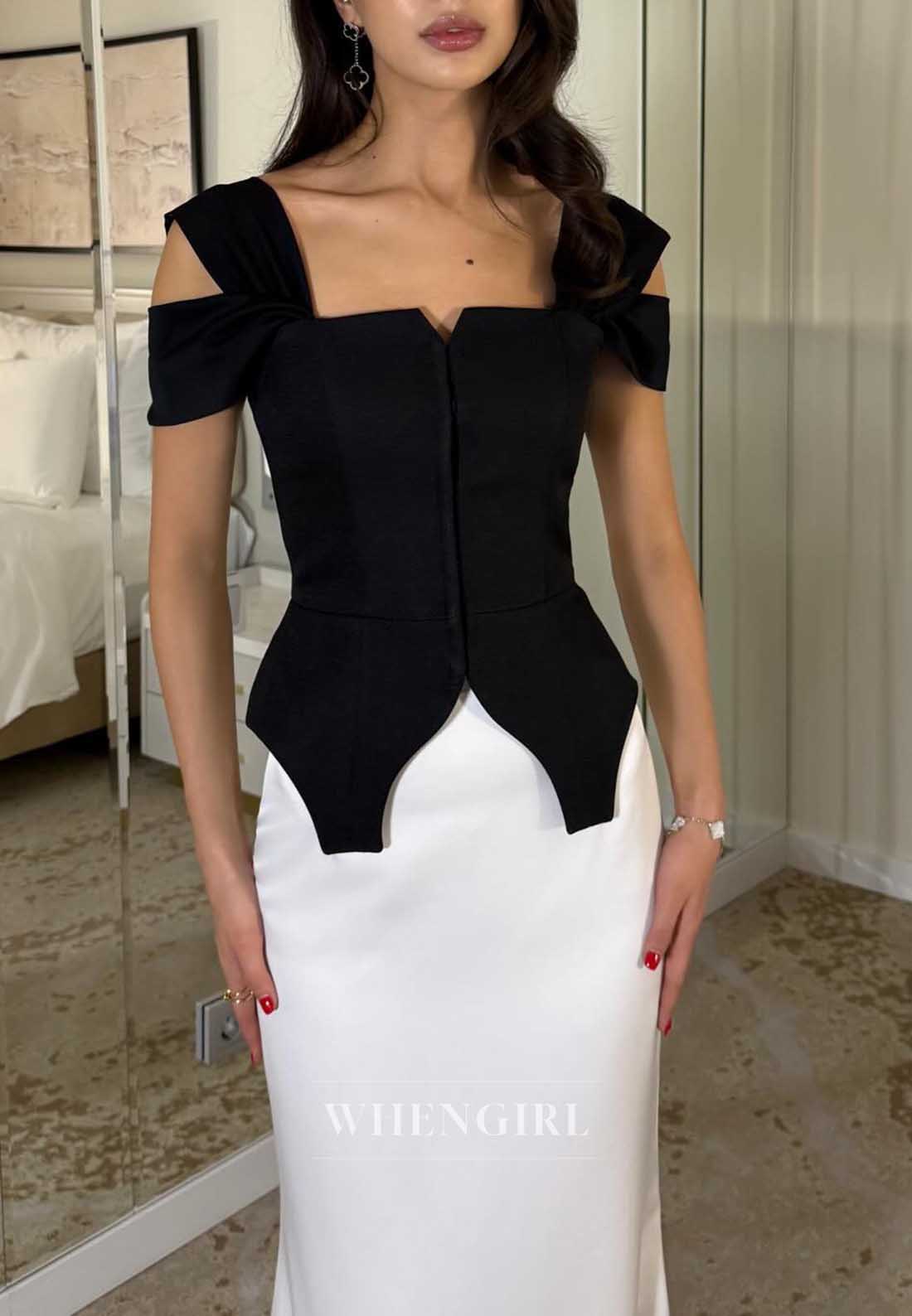 Elegant Off Shoulder Peplum Two Tone Mermaid Cocktail Dress