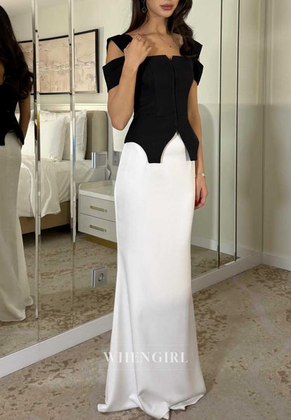 Elegant Off Shoulder Peplum Two Tone Mermaid Cocktail Dress