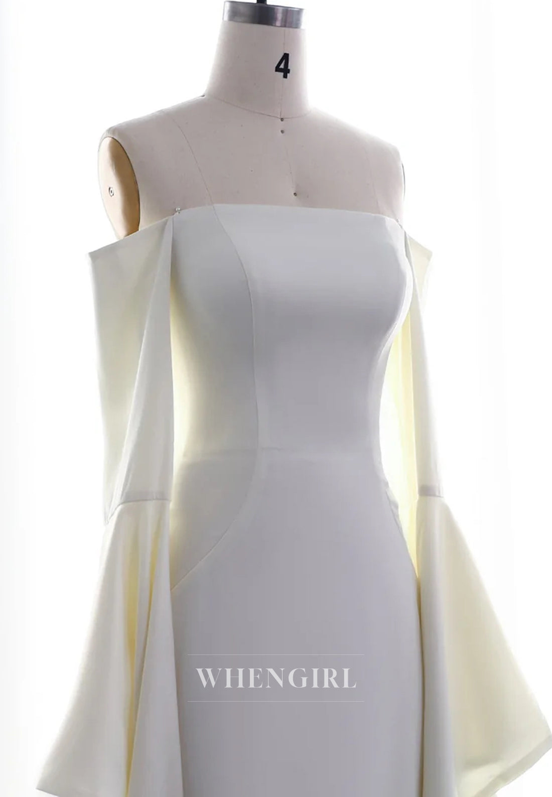 Sheath Off Shoulder Long Bell Sleeves Back Zipper Floor Length Evening Formal Dress