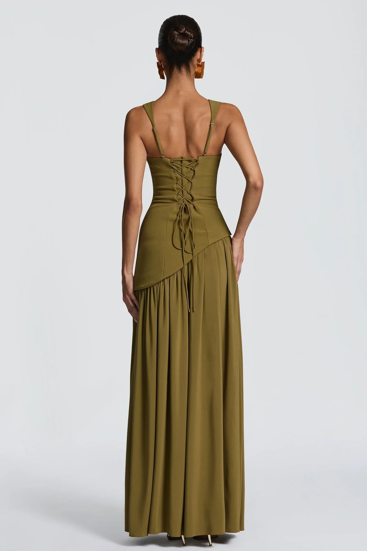 Elegant Mermaid Square Neck Green Long Prom Dress with Ruffles