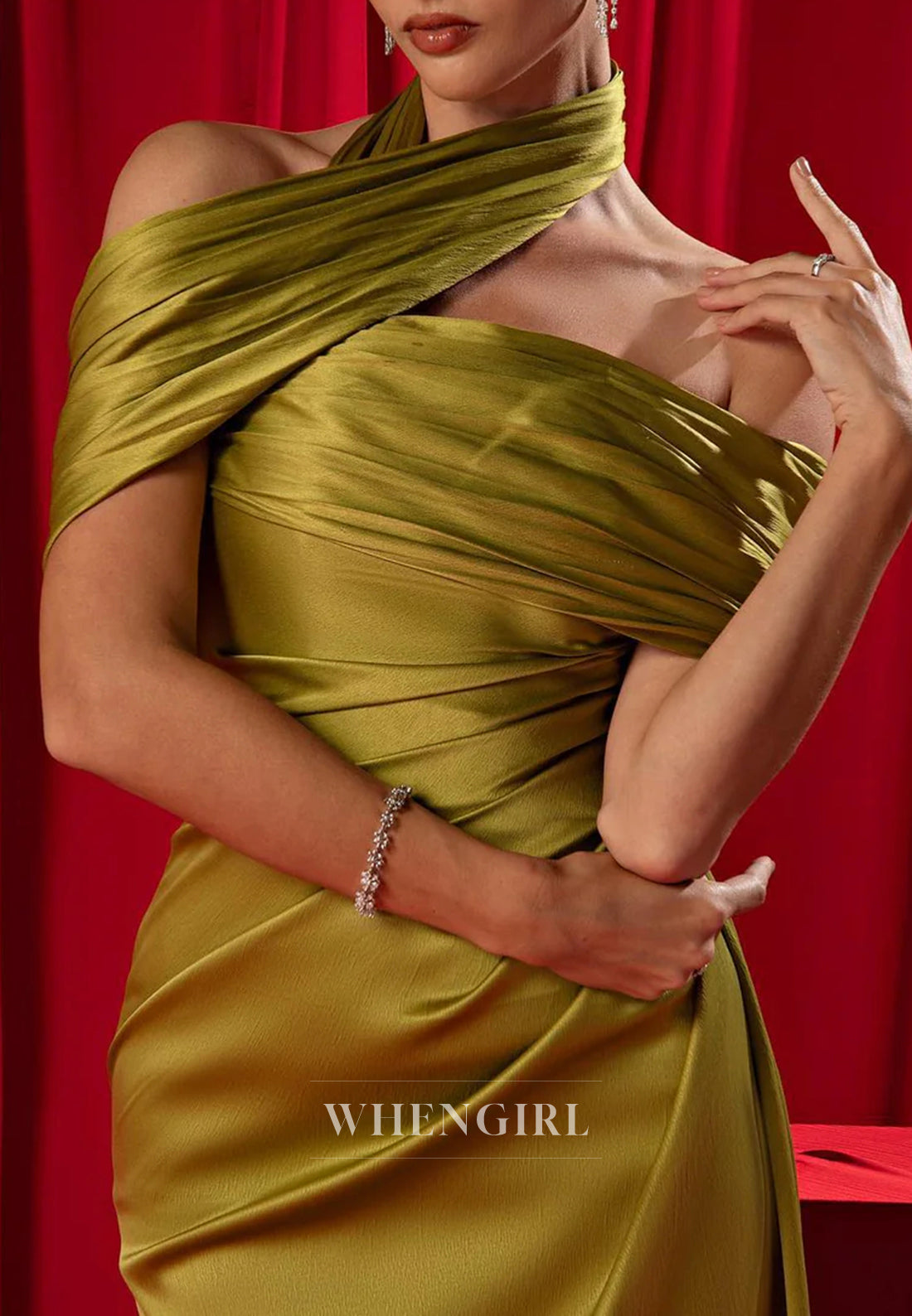 Sheath Asymmetrical Neck Pleated Back Zipper Floor Length Evening Formal Dress