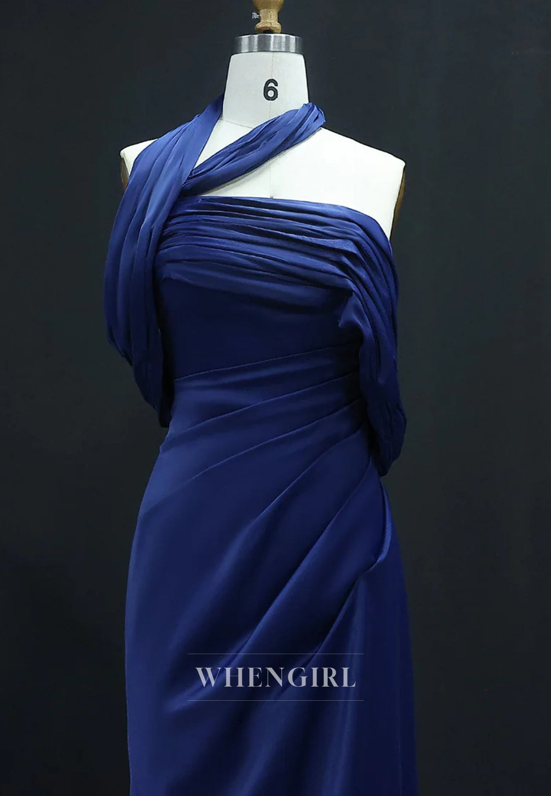 Sheath Asymmetrical Neck Pleated Back Zipper Floor Length Evening Formal Dress