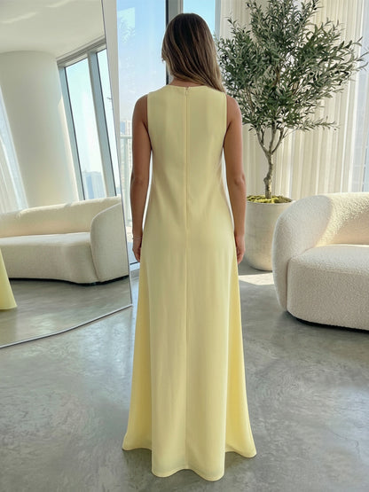Column Sleeveless Crew Neck 3D Flowers Formal Dresses