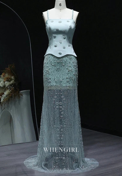 Sheath Beaded Sleeveless Lace Up Formal Evening Dress Party Gown