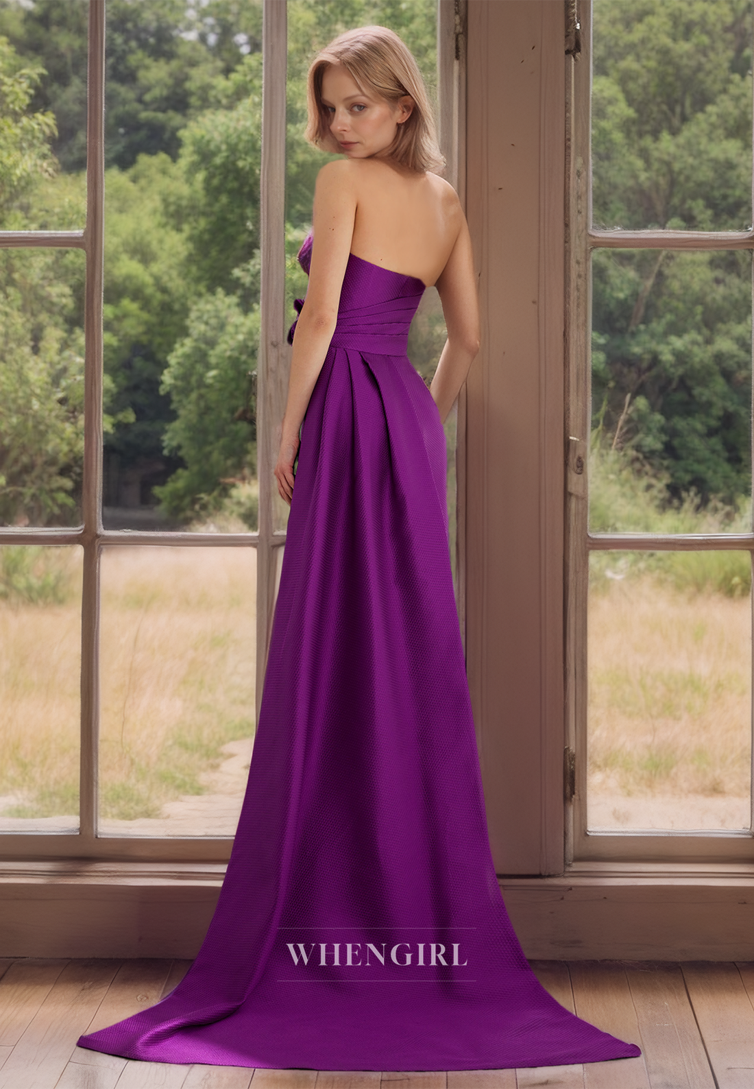 Classic & Simple Strapless Sheath Satin Cocktail Dress with Floral Embossed Mother of the Bride Dress