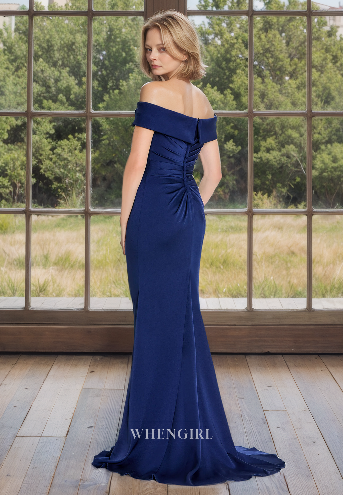 Chic & Modern Off-Shoulder Sheath Sleeveless Slit Appliques Satin Mother of the Bride Dress with Beads