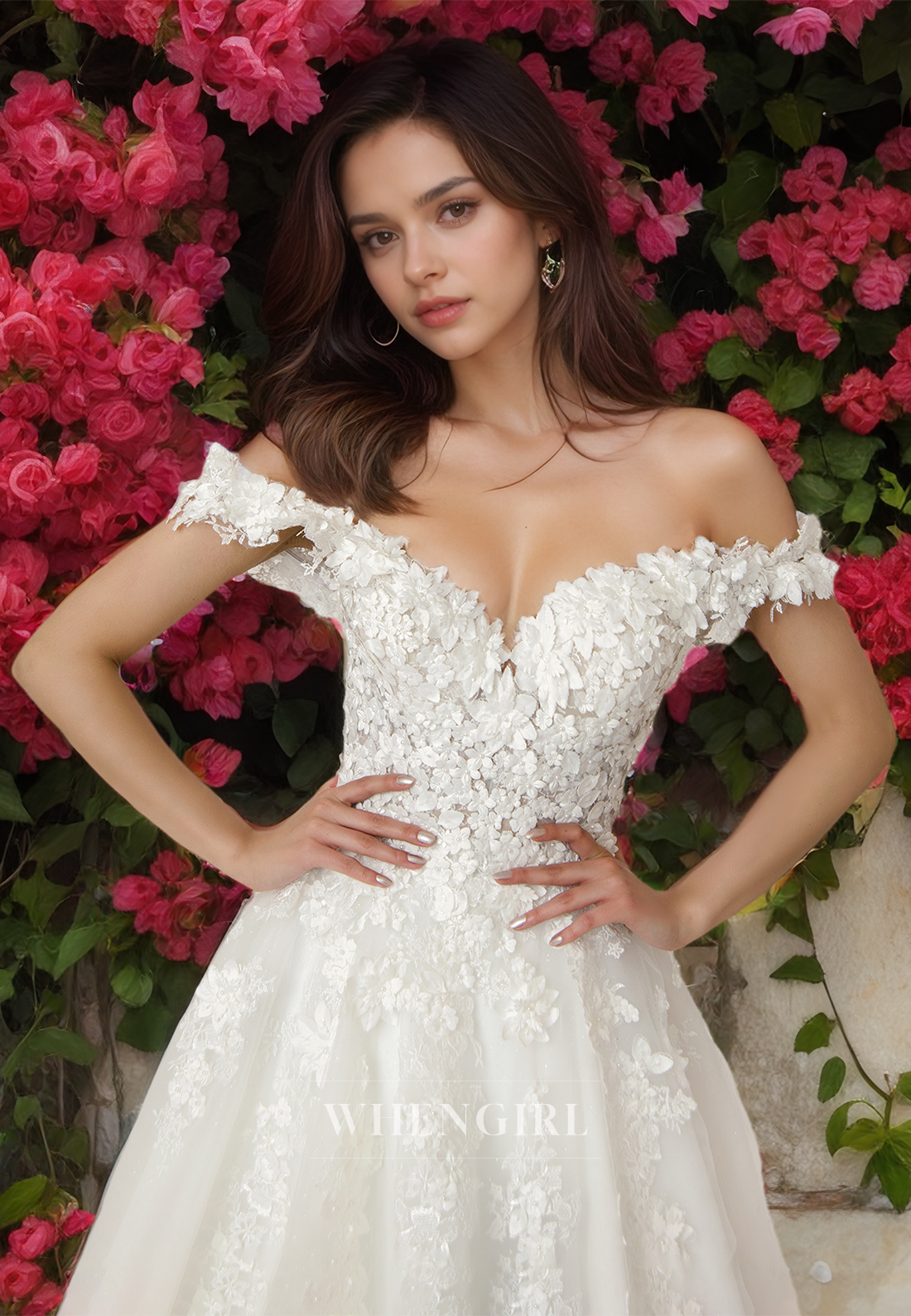 Off-Shoulder Sweetheart A-Line Sleeveless Pleats Lace Wedding Dress with Appliques Bridal Gowns