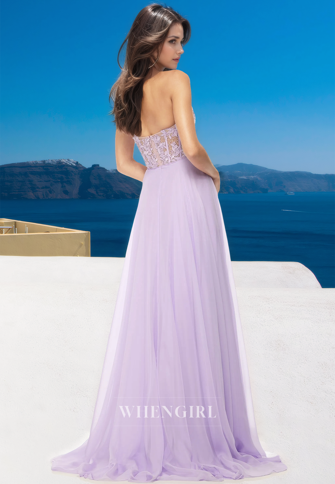Graceful A-Line V-Neck Sleeveless Side Slit Beaded Lace Pleats Prom Formal Dress with Applique