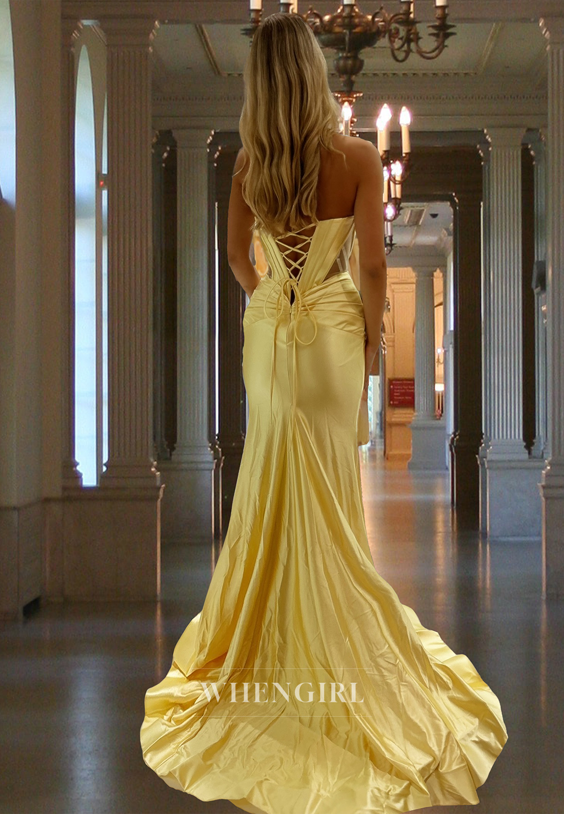 Graceful Sweetheart Sleeveless Sheath High Slit Pleats Satin Evening Prom Dress with Beads