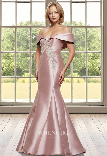 Elegant Sweetheart Mermaid Cocktail Gowns Sleeveless Satin Mother of Bride with Appliques