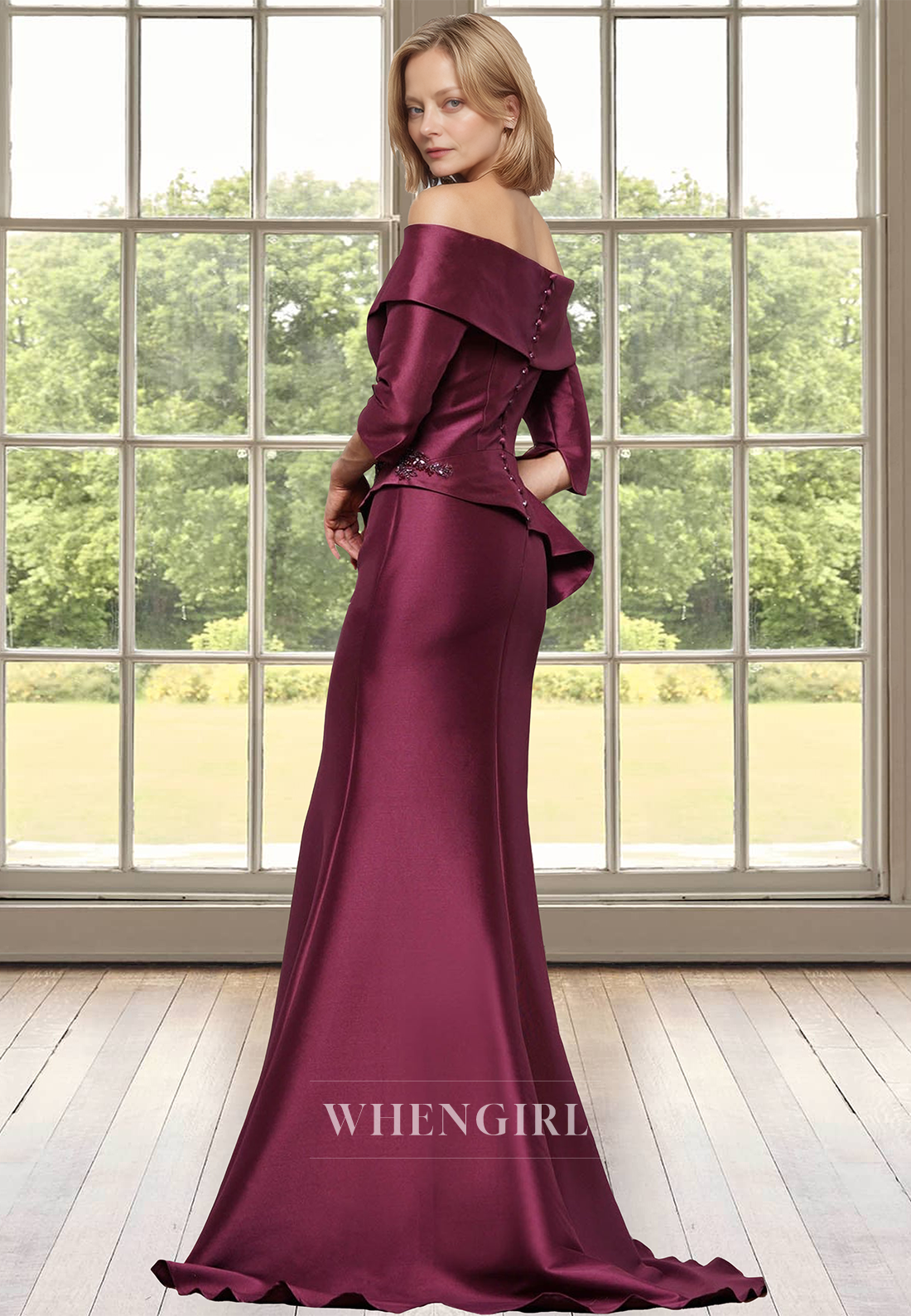 Graceful Sweetheart Half Sleeves Sheath Satin Cocktail Dress with Appliques Mother of Groom