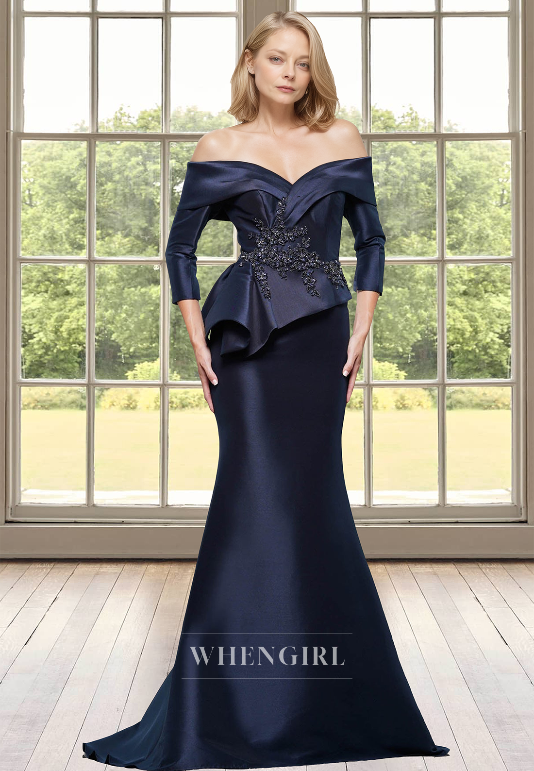 Graceful Sweetheart Half Sleeves Sheath Satin Cocktail Dress with Appliques Mother of Groom