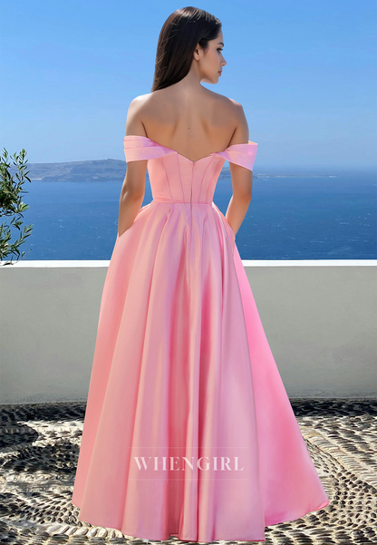 Classic A-Line Tube Top Sleeveless Long Satin Prom Formal Party Dress with Pleats