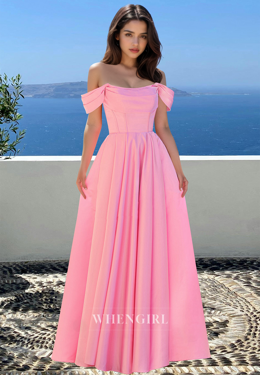 Classic A-Line Tube Top Sleeveless Long Satin Prom Formal Party Dress with Pleats