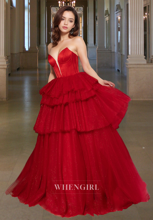 Glamorous A-Line Sweetheart Tiered Glitter Knit Evening Party Dress with Bows