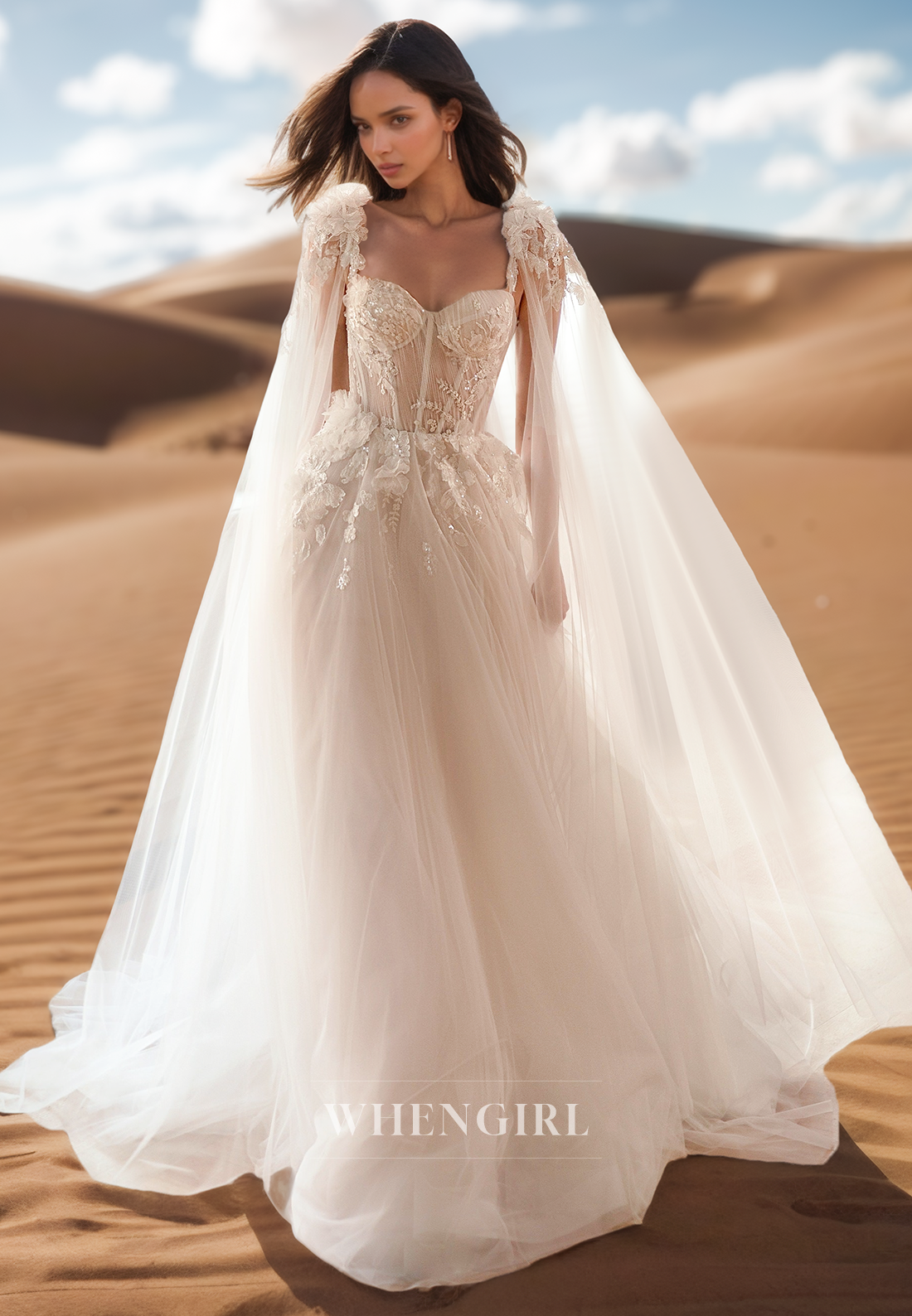 A Line Sweetheart Lace Appliques Dream Wedding Dress Lace-up Back