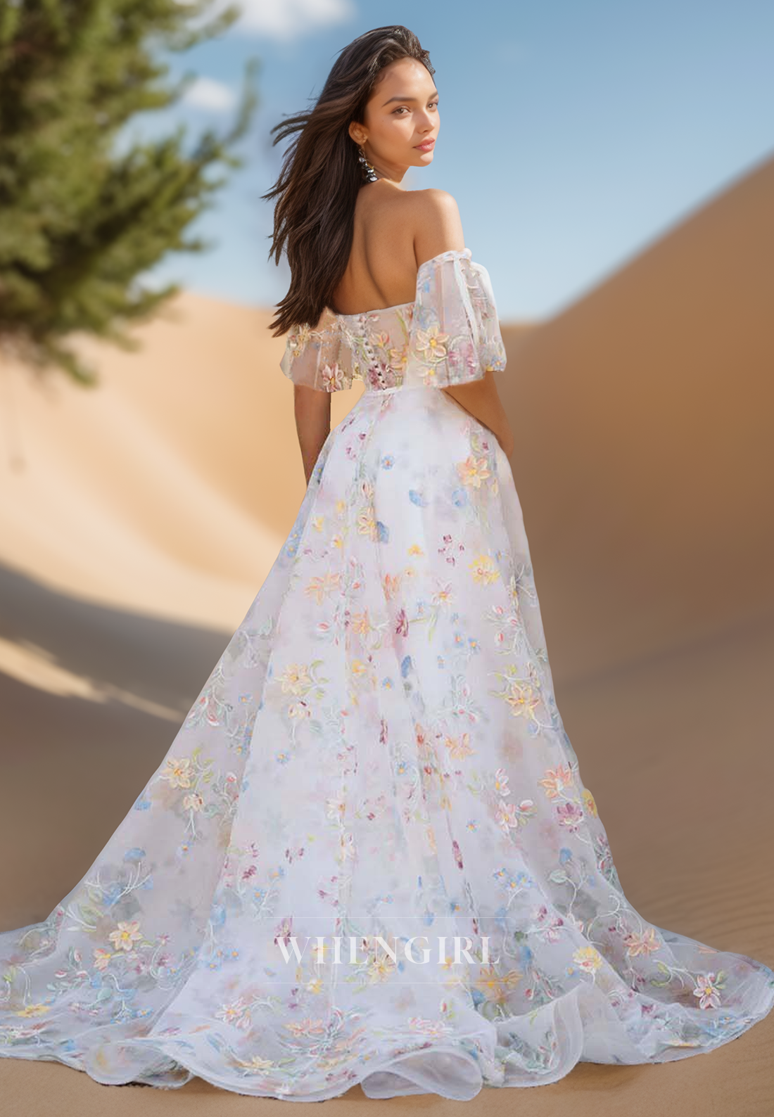A Line Sweetheart Short Sleeves Floral Lace Vintage Wedding Dress