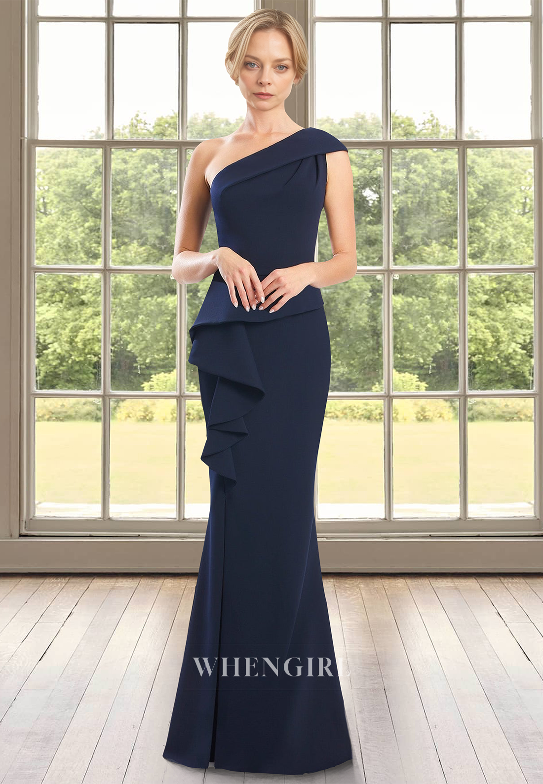 Elegant One Shoulder Mermaid Cocktail Gowns Sleeveless Pleats Satin Mother of the Bride Dress