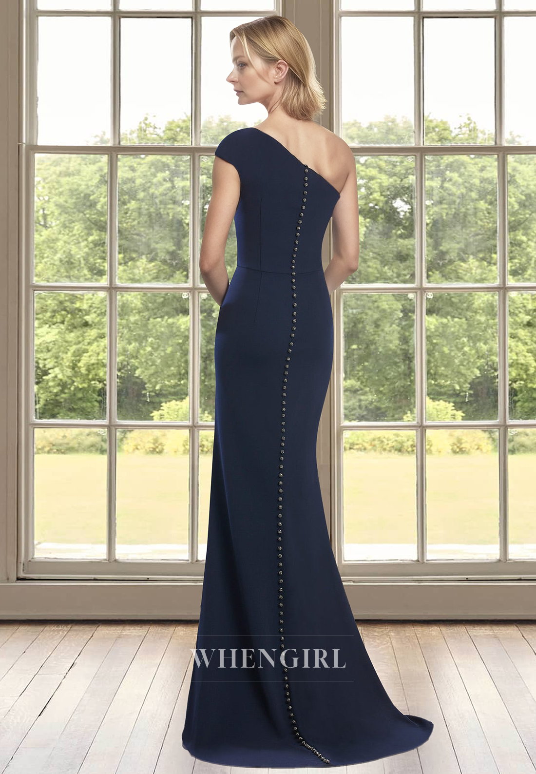 Elegant One Shoulder Mermaid Cocktail Gowns Sleeveless Pleats Satin Mother of the Bride Dress