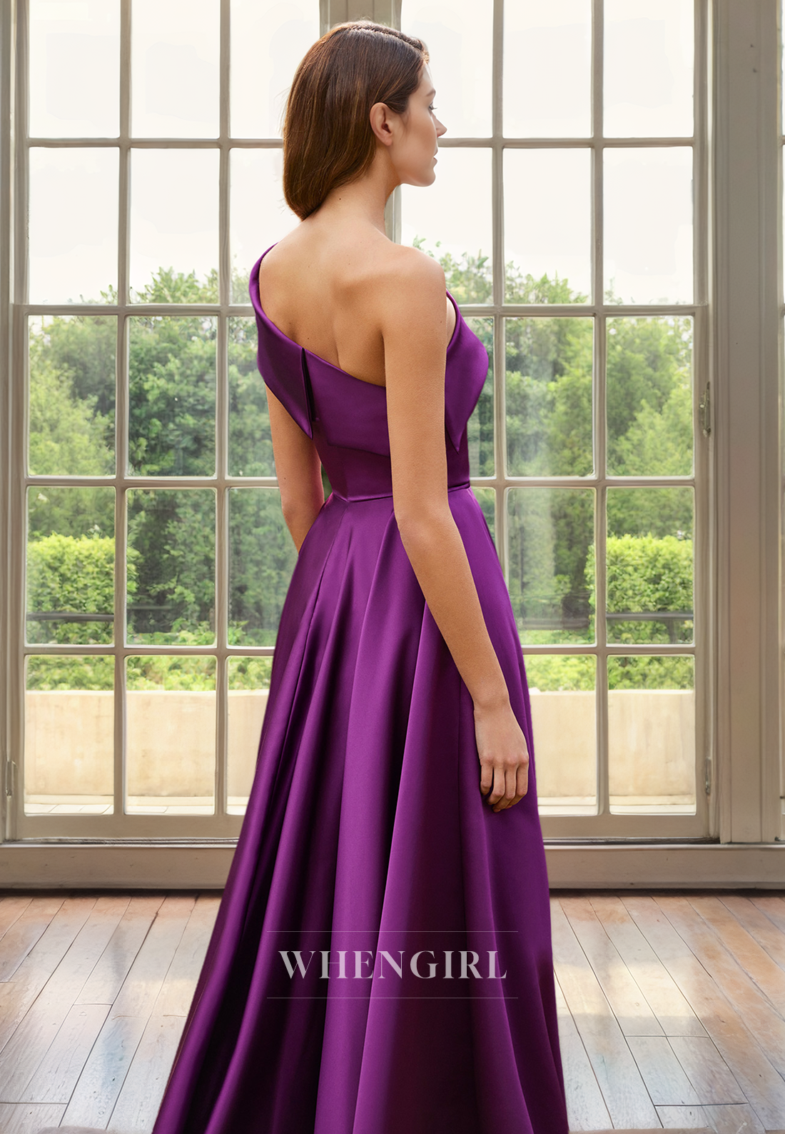 A-Line One Shoulder Sleeveless Pleated Back Zipper Mother of Bride Dress