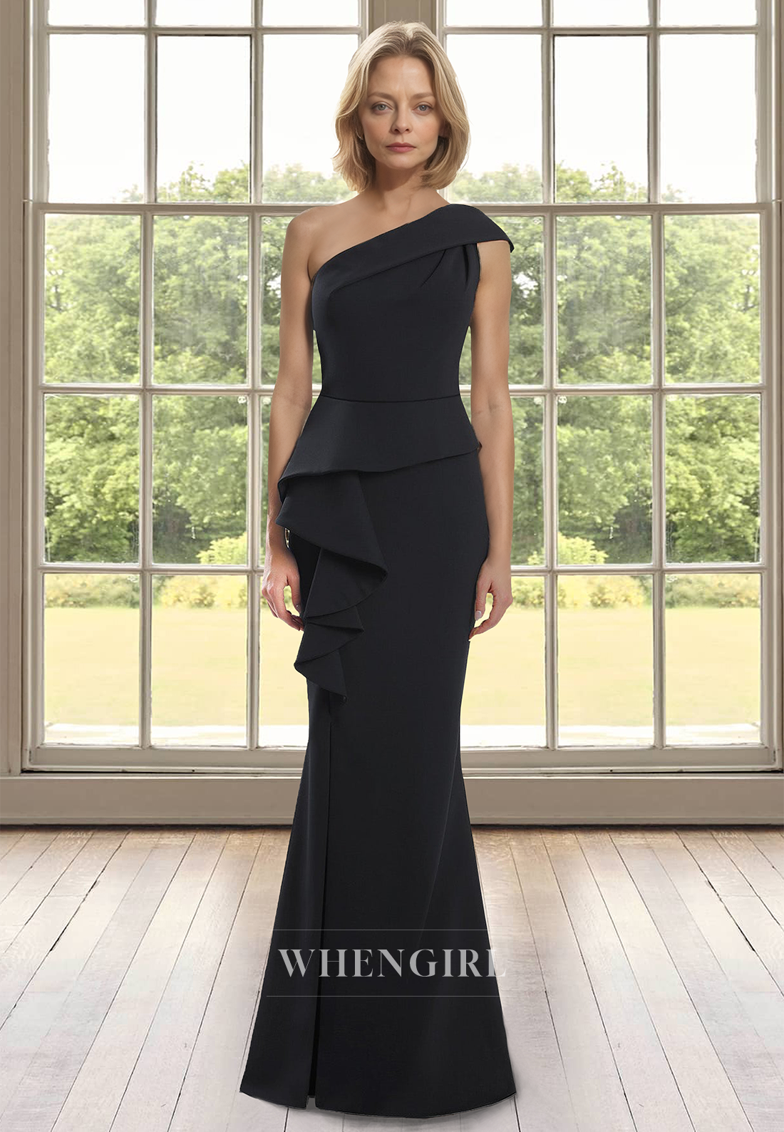 Elegant One Shoulder Mermaid Cocktail Gowns Sleeveless Pleats Satin Mother of the Bride Dress