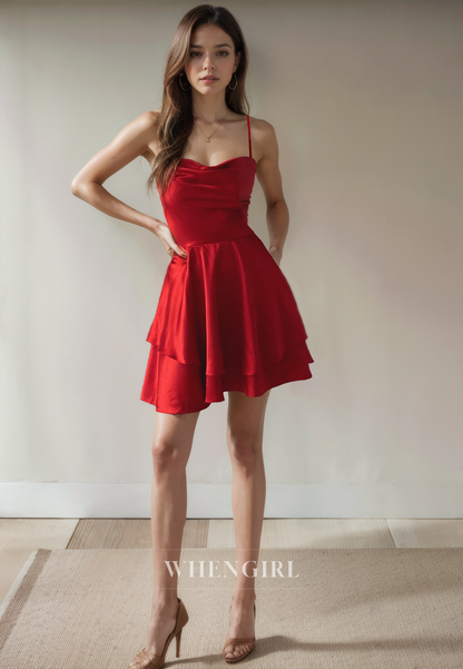 A-Line Strapless Straps Sleeveless Criss Sross Straps Tiered Homecoming Dress