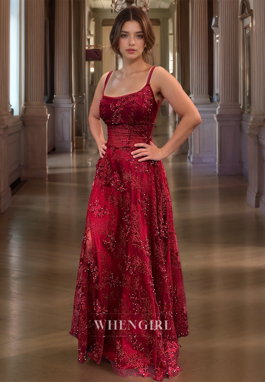 A-Line Strapless Straps Sleeveless Pleated Lace Appliques Beaded Long Prom Dress