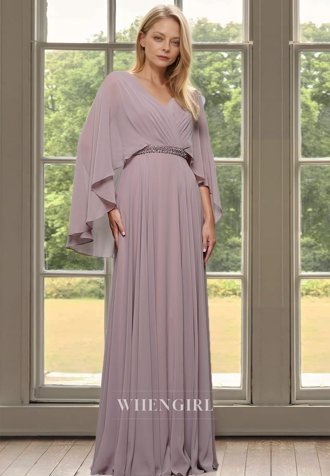 Glamorous A-Line V-Neck Pleats Lace Mother of Groom with Beaded Cocktail Gowns